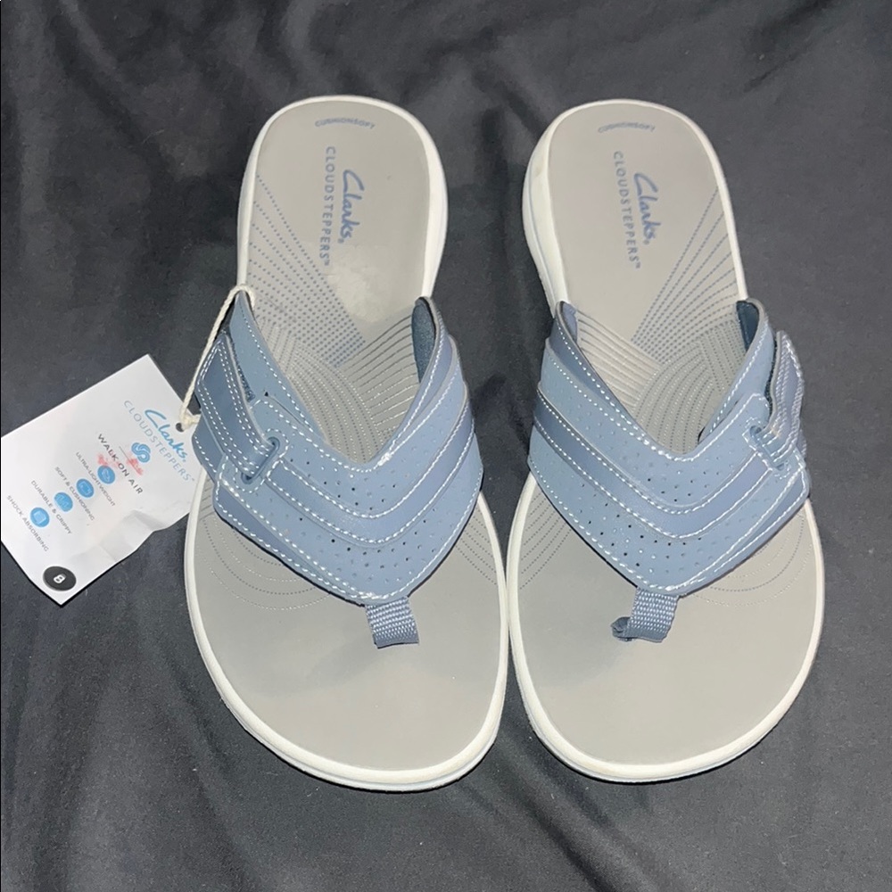 Cloudsteppers by Clarks Blue and Gray Sandals with Quilted Straps